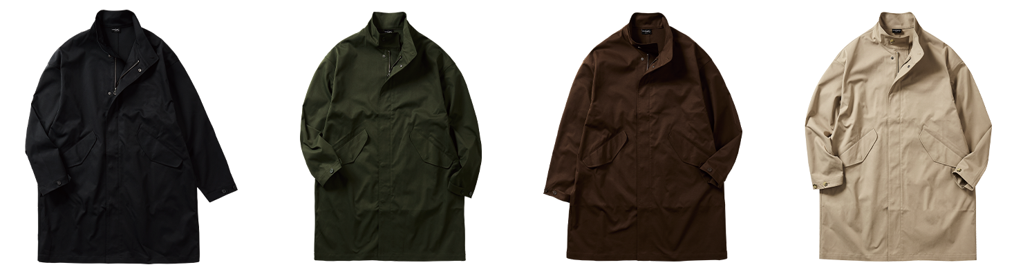 ストレッチスタンドカラーコートカラバリ