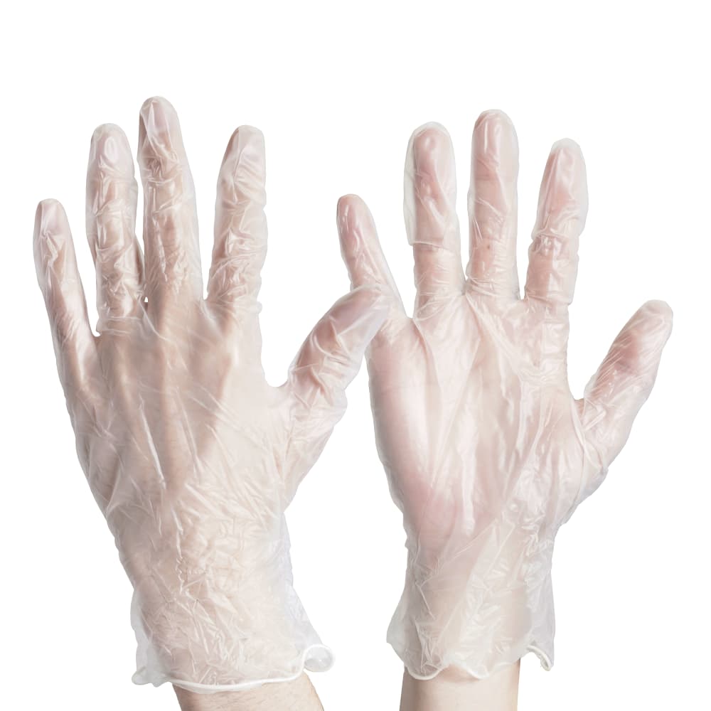 (JYLRX) 使いきり手袋 100枚入り ビニール 極うす 粉なし左右両用掃除 作業用 使い捨て ビニル基(Medium, 100枚 箱)