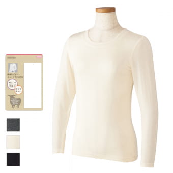 レディースカシミヤブレンドウルトラライト長袖クルーネック