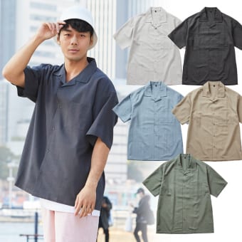 シャリテック(R)強撚糸オープンカラー半袖シャツ