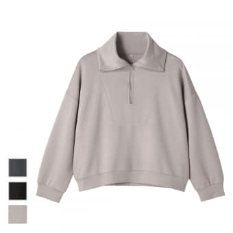 レディースシーンレスハーフジッププルオーバー