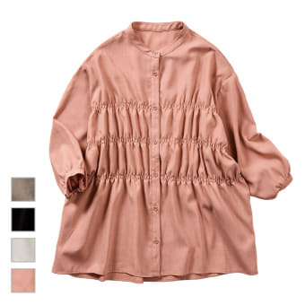 レディースリネンライクソロナ(R)シャーリングブラウス